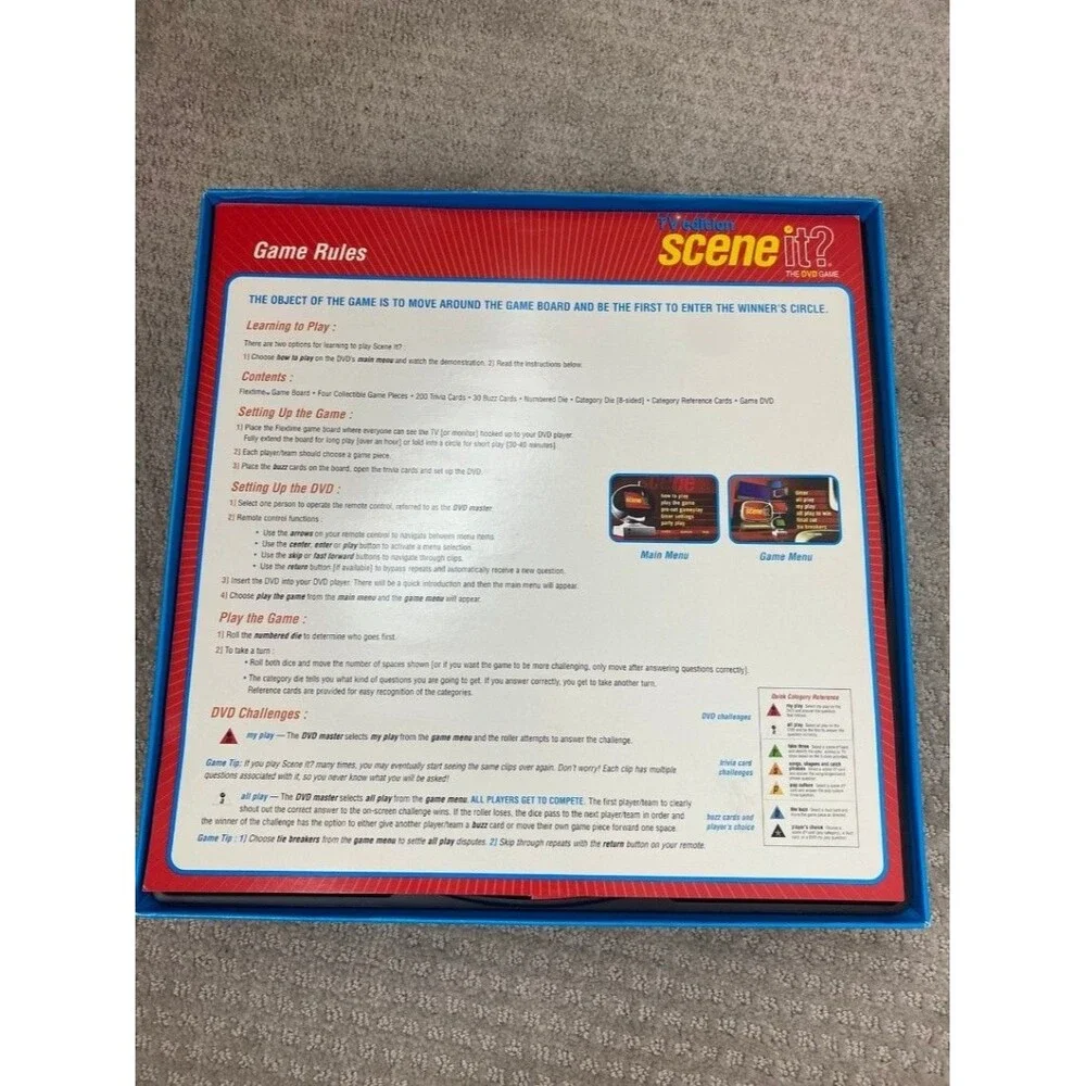 Screenlife Scene It? TV Edition The DVD Game Complete Board Game